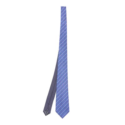Navy Micro Zig Zag Woven Silk Tie