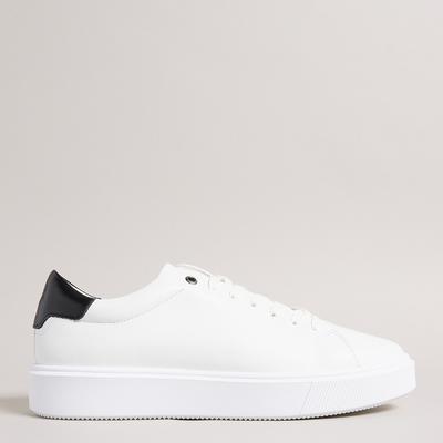 White Leather Breyon Platform Trainer