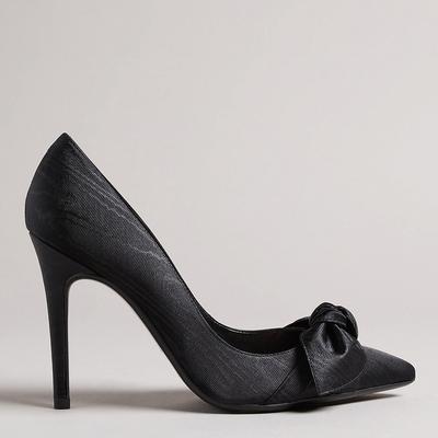 Black Hyana Moire Satin Bow Court Heel