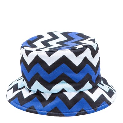 Blue Zig Zag Knitted Bucket Hat