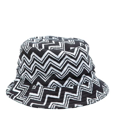 Black Zig Zag Jersey Bucket Hat