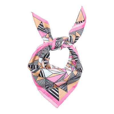 Pink Geometric Woven Square Scarf
