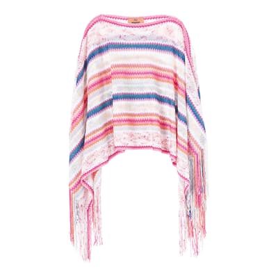 Pink Multi Stripe Knitted Poncho