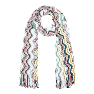 Green Wiggle Stripe Knitted Scarf