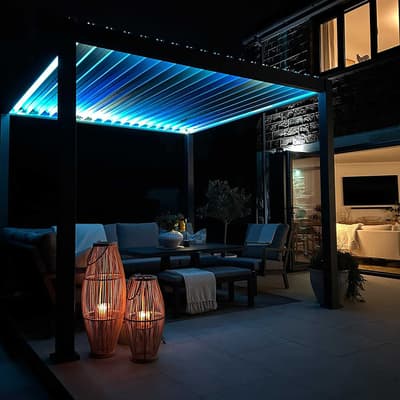 Titan LED Pergola -  3m x 3m Square - Grey