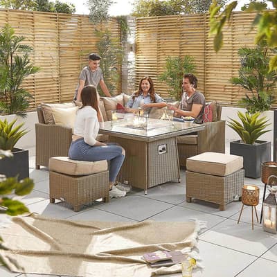 Ciara Compact Corner Dining Set with Fire Pit Table - Willow