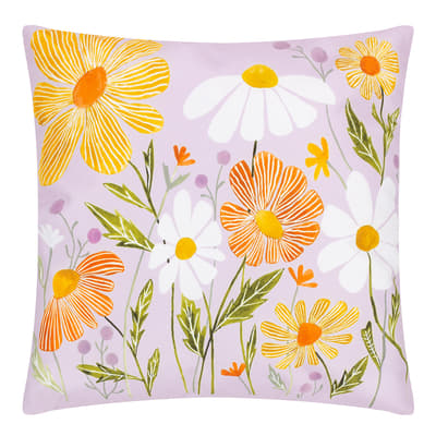 Wildflowers 43x43cm Outdoor Cushion, Lilac/Peach