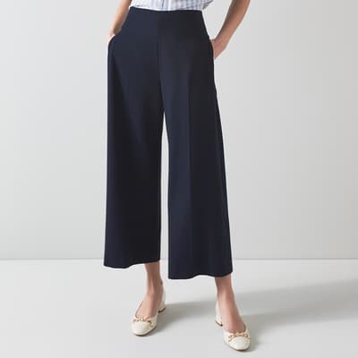 Navy Maisie Wide Leg Trousers
