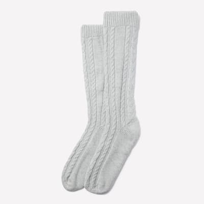 Super Grey Cashmere Cable Sock