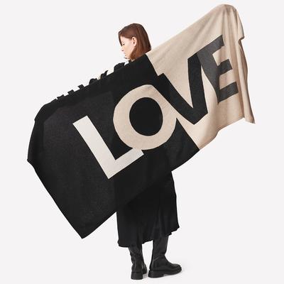 Black Cashmere Love Logo Scarf