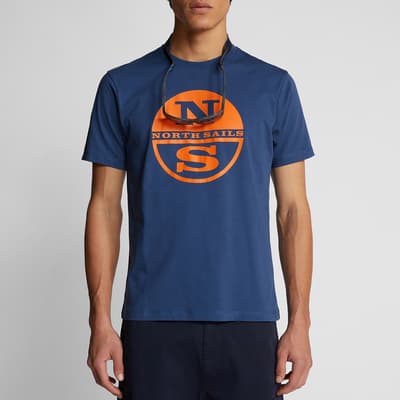 Navy/Orange Cotton Logo T-Shirt