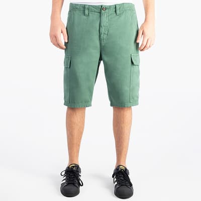 Green Cotton Cargo Shorts