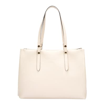 White Leather Top Handle Bag