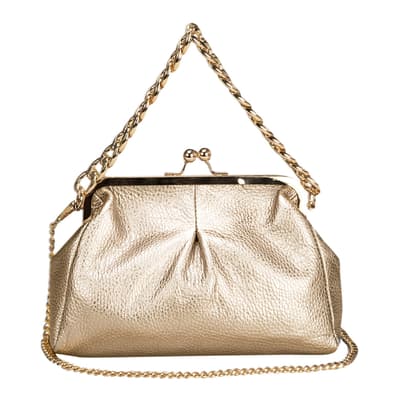 Gold Leather Top Handle Bag