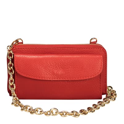Red Leather Wallet / Top Handle Bag