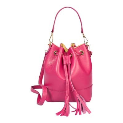 Pink Leather Bucket Bag