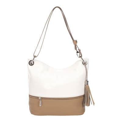 Brown/ White Leather Shoulder Bag