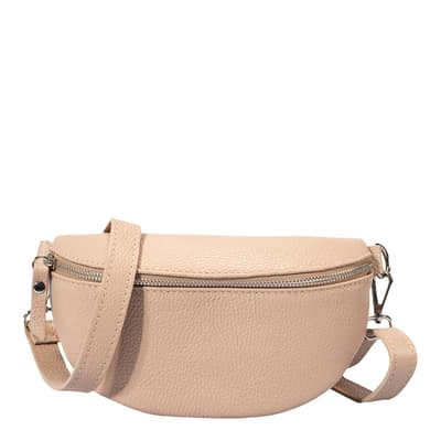 Beige Leather Pouch Bag