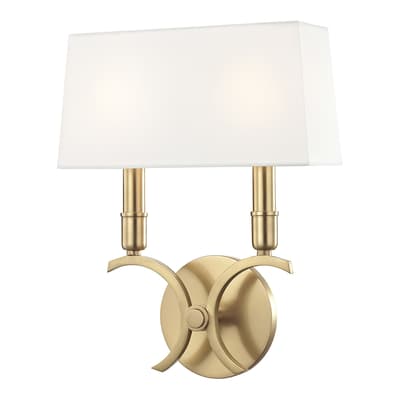 Gwen 2 Light Small Wall Sconce, Gold