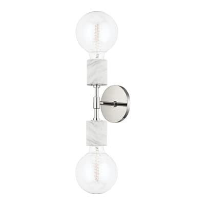 Asime 2 Light Wall Sconce, Silver