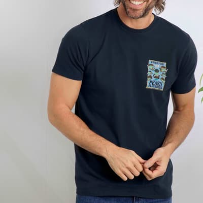 Navy Peaky Flounders Cotton T-Shirt
