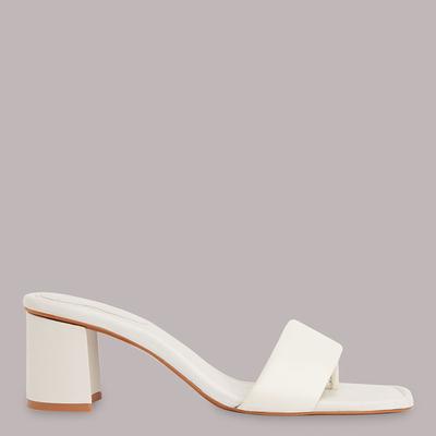 White Marie Leather Mule Heels