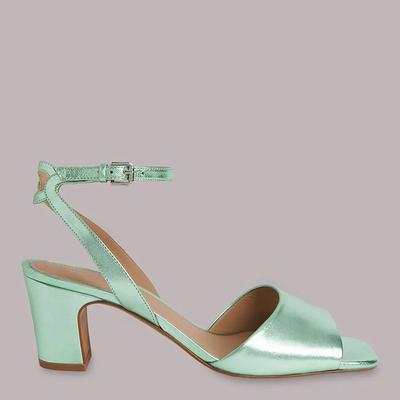 Green Metallic Emerson Block Leather Heels