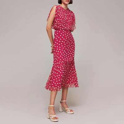 Pink Moon Spot Print Midi Dress