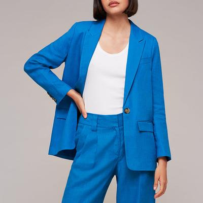 Blue Petite Lucy Linen Blazer