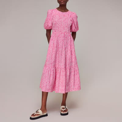 Pink Uneven Lines Midi Dress