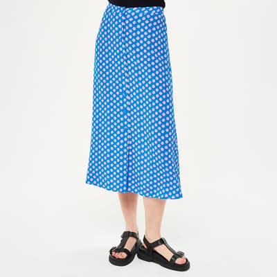 Blue Floral Sunburst Skirt