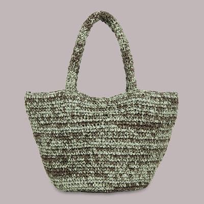 Green Renee Paper Weave Tote Bag