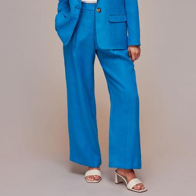 Blue Petite Leonie Linen Trousers