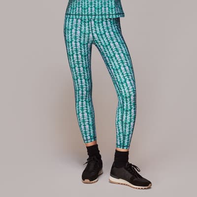 Blue Abstract Wave Layered Leggings