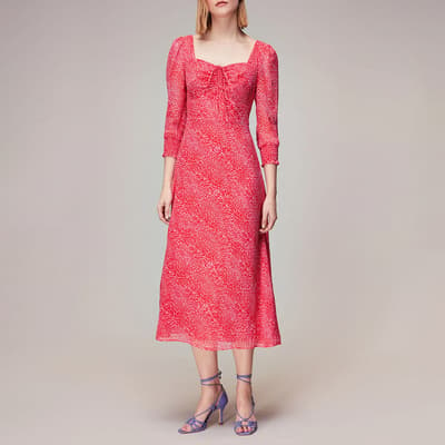 Pink Diagonal Animal Print Midi Dress