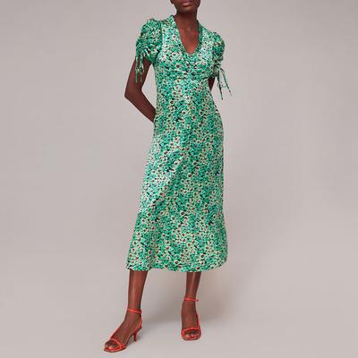 Green Pansy Meadow Silk Blend Dress