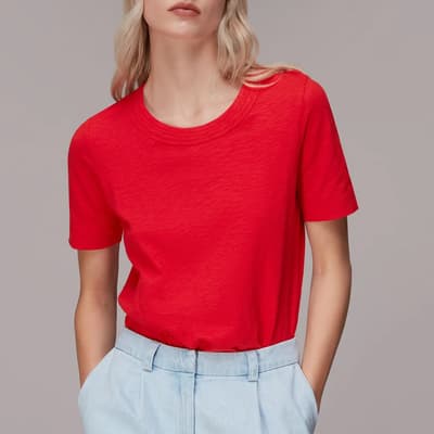 Red Rosa Double Trim Cotton T-Shirt