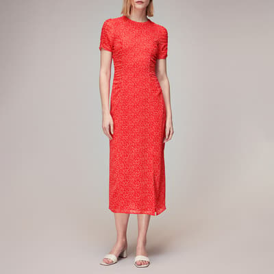 Red Diagonal Fleck Dobby Dress