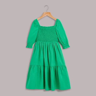 Girl's Green Eden Smocked Bodice Dress
