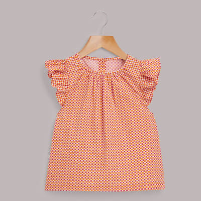 Girl's Orange Ursula Square Cotton Top
