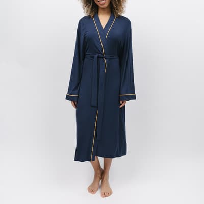 Navy Cosmo Jersey Dressing Gown