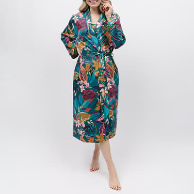 Multi Maple Leaf Print Dressing Gown