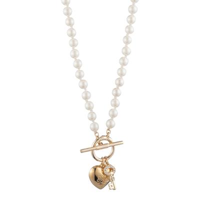 Gold and Pearl LRL Heart Pendant