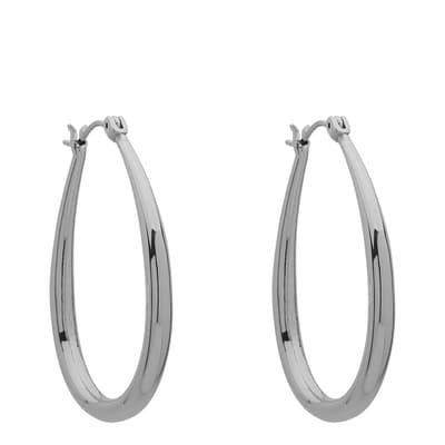 Silver Teardrop Hoop Earrings