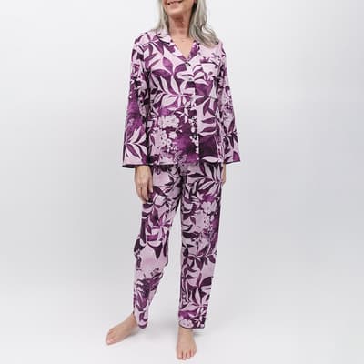 Multi Mary Lace Trim Floral Print Pyjama Set
