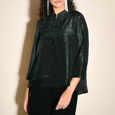 Black Mock Neck Swing Jacket