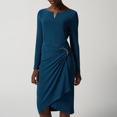 Deep Blue Fitted Midi Dress