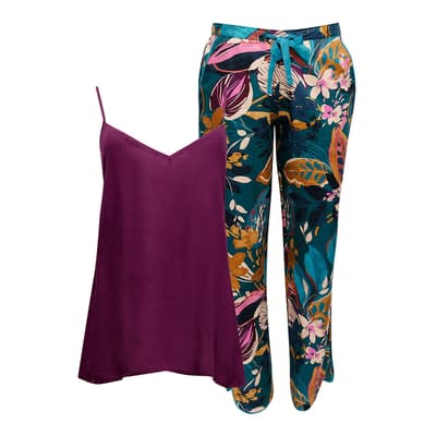 Multi Cami Top and Lead Print Trouser Set