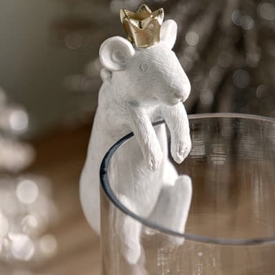 Mouse King Pot Hanger White/Gold, Set Of 2
