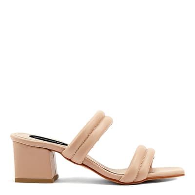 Nude Double Strap Heeled Mules
